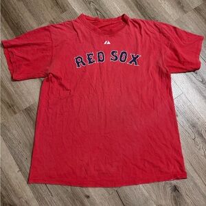 Majestic Red Boston Red Sox Short Sleeve Tee with Navy Print